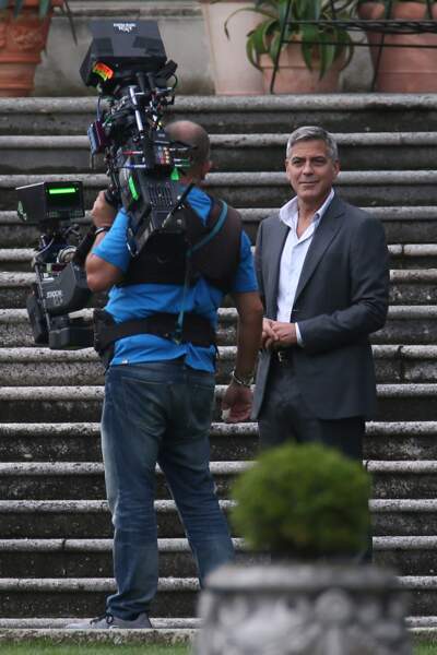 George Clooney en plein tournage.