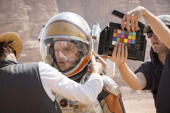 Matt Damon sur le tournage de Seul sur Mars de Ridley Scott
