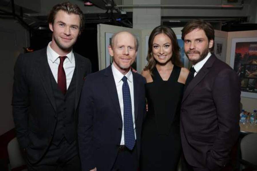 L'équipe de Rush : Chris Hemsworth, Ron Howard, Olivia Wilde et Daniel Brühl 