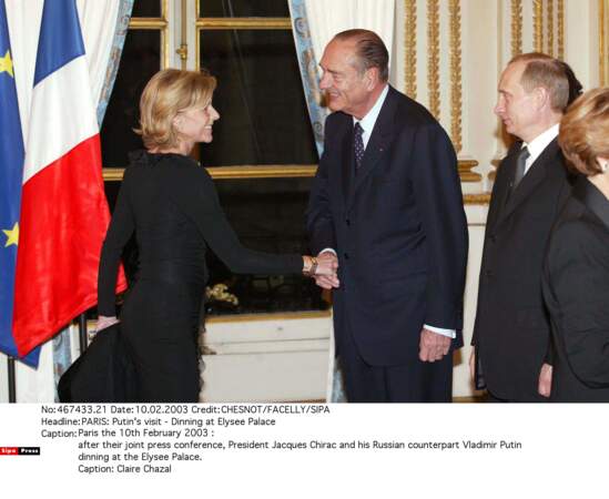 Mais aussi le président russe Vladimir Poutine aux côtés de Jacques Chirac.