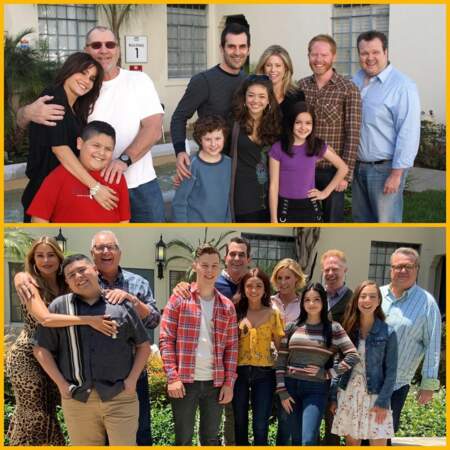 10 ans séparent ces deux photos : avant/après, la troupe de Modern Family n'a pas fini de rire et de faire rire