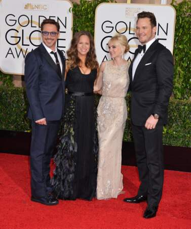 Photo de groupe : Robert Downey Jr., sa femme, Anna Faris et Chris Pratt