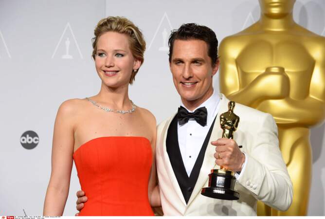 Matthew McConaughey, meilleur acteur (Dallas Buyers Club) et Jennifer Lawrence