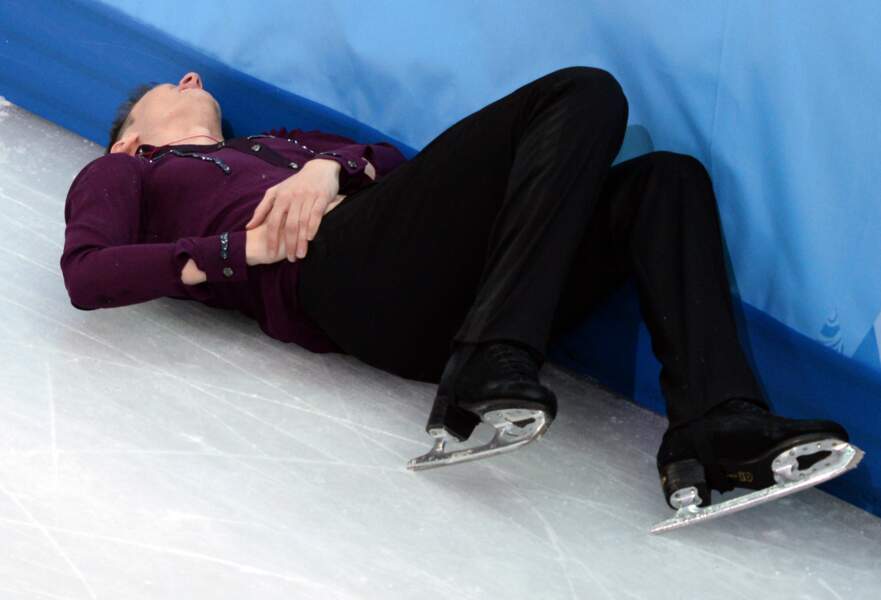 Chute de Jeremy Abbott lors de l'épreuve de patinage artistique 