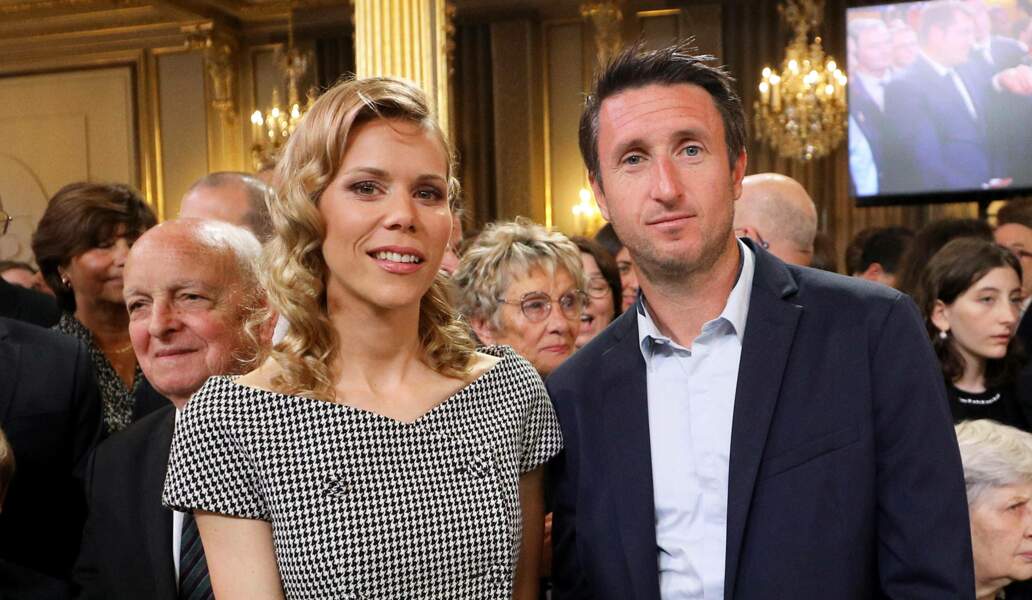 Tiphaine Auzière et son compagnon Antoine lors de la cérémonie de réinvestiture d'Emmanuel Macron