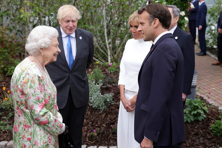 Avec la Reine Elizabeth II, en juin 2021, avant le G7