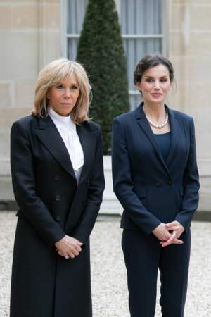 Avec la reine d'Espagne, Letizia, en mars 2020