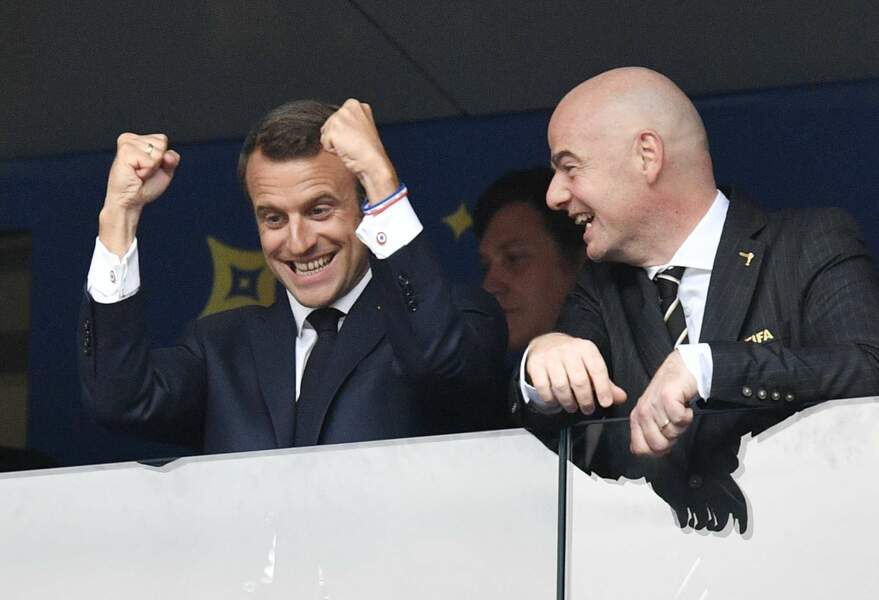 Emmanuel Macron lors du match France - Croatie de la Coupe du monde (2018)