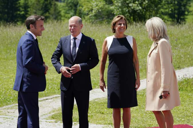 Avec le chancelier allemand Olaf Scholz et sa femme Britta Ernst au G7 en Allemagne