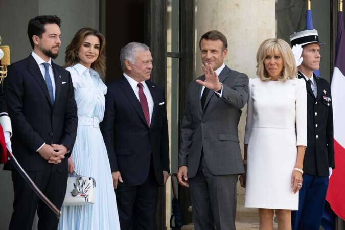 Emmanuel et Brigitte Macron, accompagnés du Prince Hussein et la princesse Rania (septembre 2022)