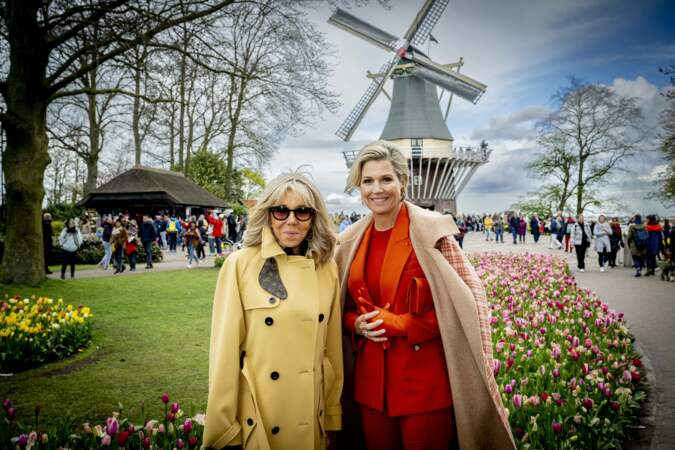 La Première Dame Brigitte Macron et la reine Maxima des Pays-Bas.