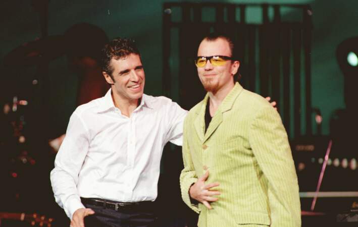 En octobre 1997, Pascal Obispo aux côtés de Julien Clerc.